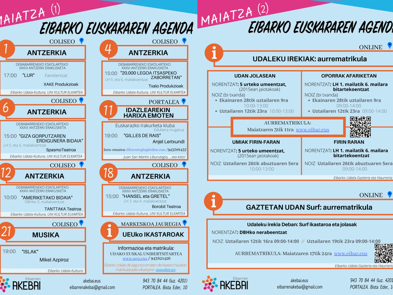 Maiatzeko euskararen agenda