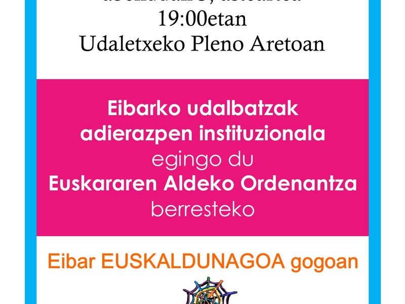 Euskararen Nazioarteko Egunarekin bat egingo du Udalak, aurten ere