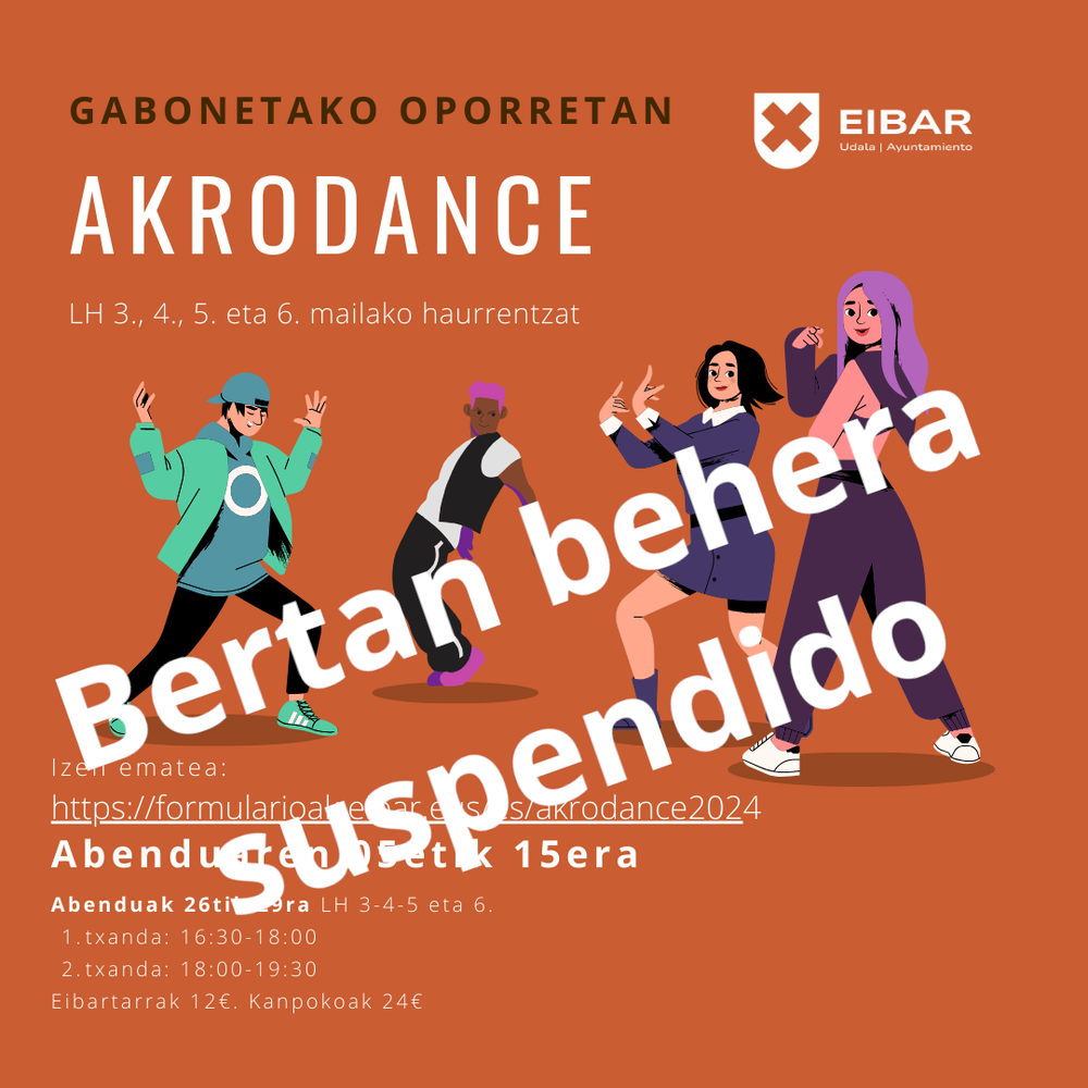 Gabonetako oporrak: Akrodance bertan behera geratu da Akrodance bertan behera