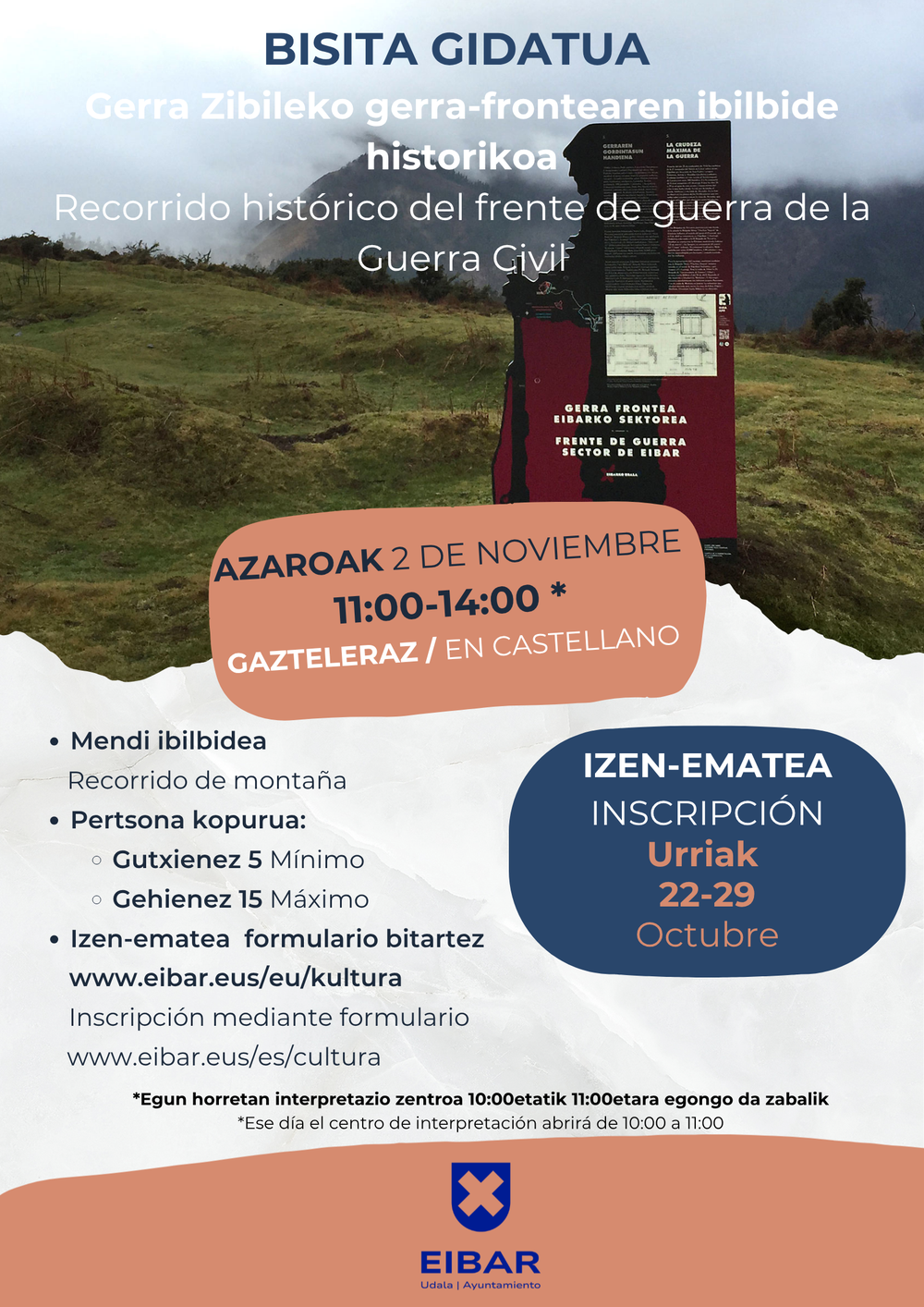 Gerra Zibileko gerra-frontearen ibilbide historikoa Gerra Zibileko gerra-frontearen ibilbide historikoaren bisita gidatuen zerrenda