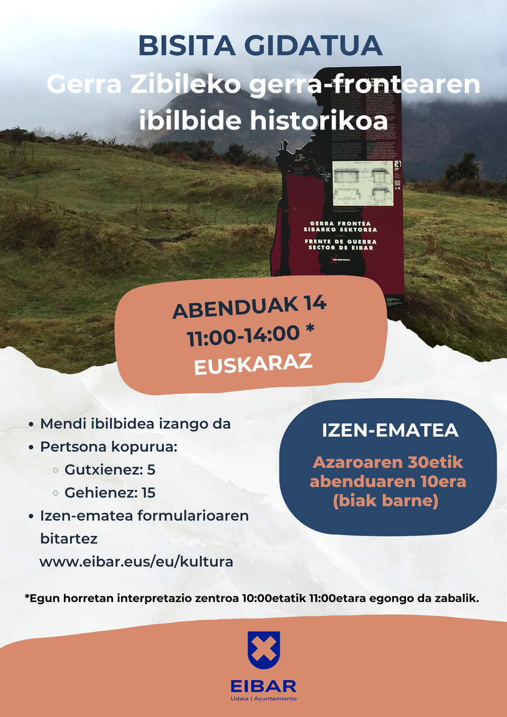 Gerra Zibileko gerra-frontearen ibilbide historikoaren bisita gidatuen zerrenda