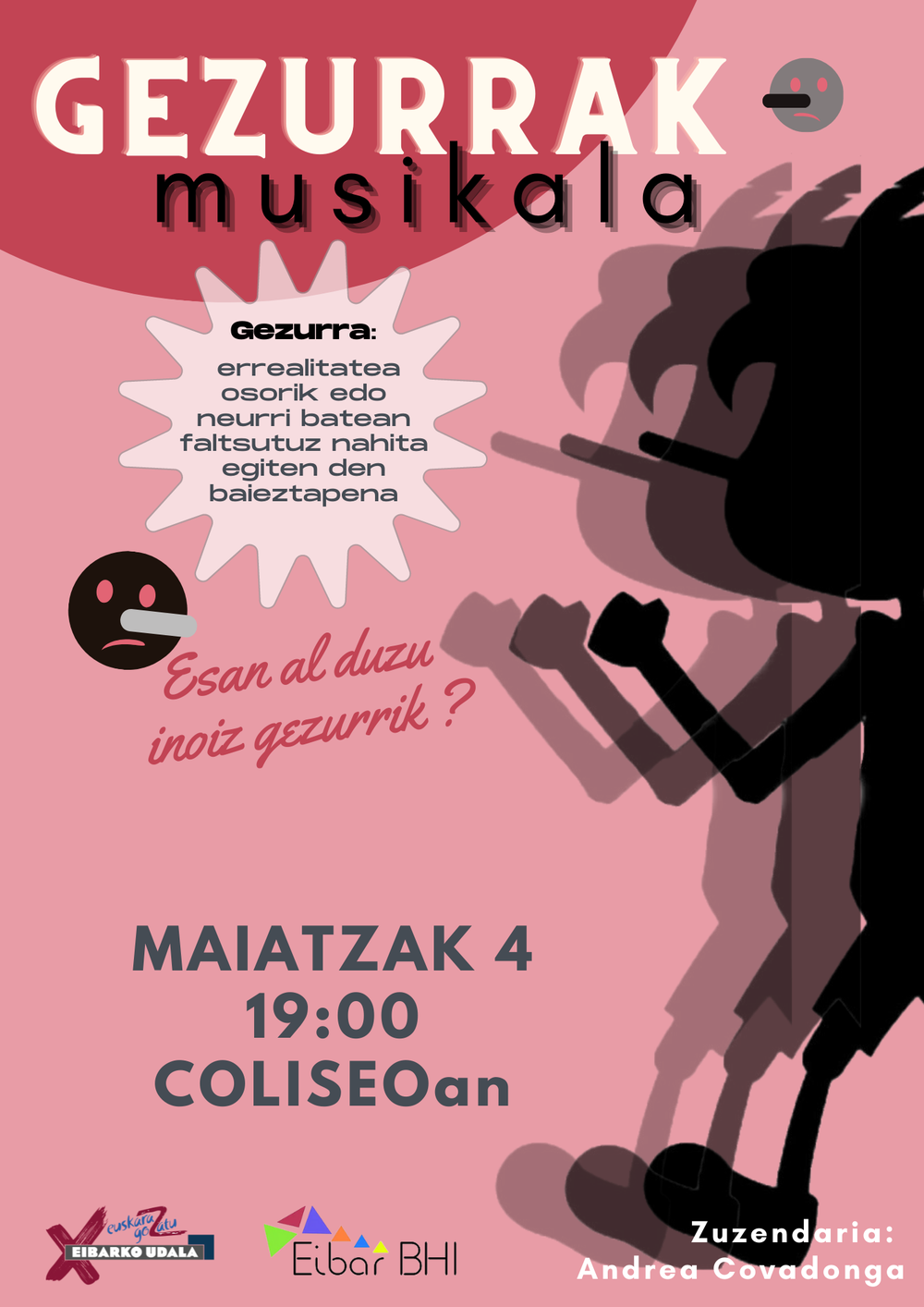 "Gezurrak" musikala estreinatuko dute Eibar BHIko ikasleek Musikalaren kartela