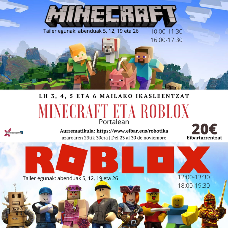 Minecraft eta Roblox